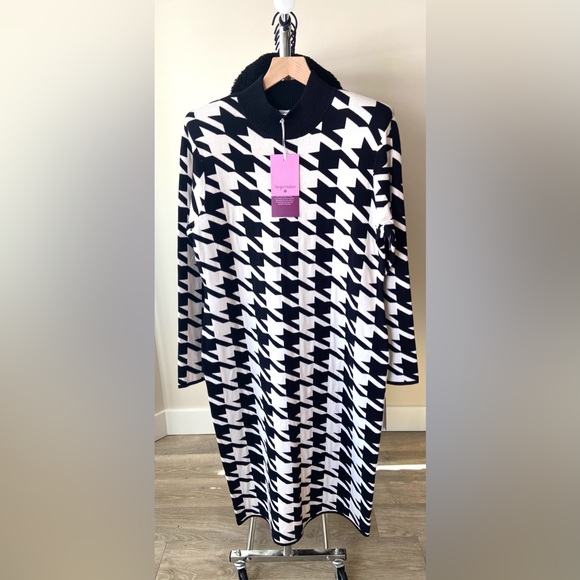 🔖 SERGIO HUDSON x Target Houndstooth Sweater Midi Dress Black White - Picture 8 of 17